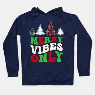 Merry Vibes Only Groovy Christmas Trees Hoodie